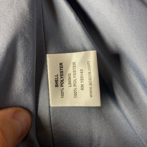 Azazie A-line Empire Waist Pleated Satin Bridesmaid Dress Womens 6-8 Blue Poly - Picture 6 of 12